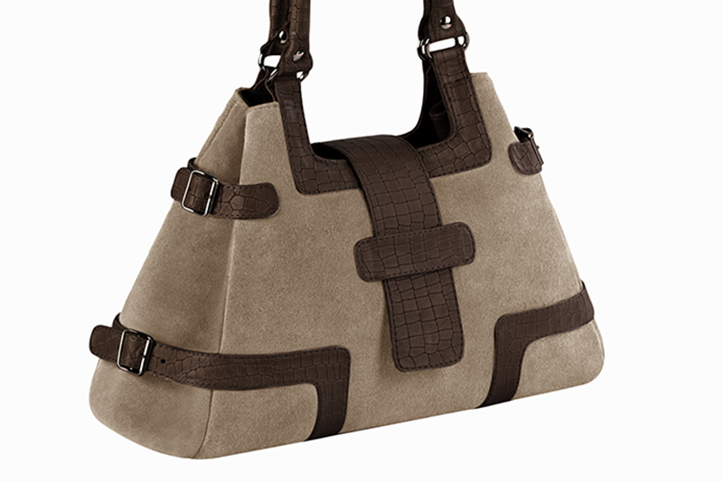 Handcrafted women's luxurious elegant handbag in premium tan beige and dark brown leather. Perfect for elevated everyday style.   
                Choose from our luxurious collections of leather and fabric to perfectly match your handbags to your outfits.